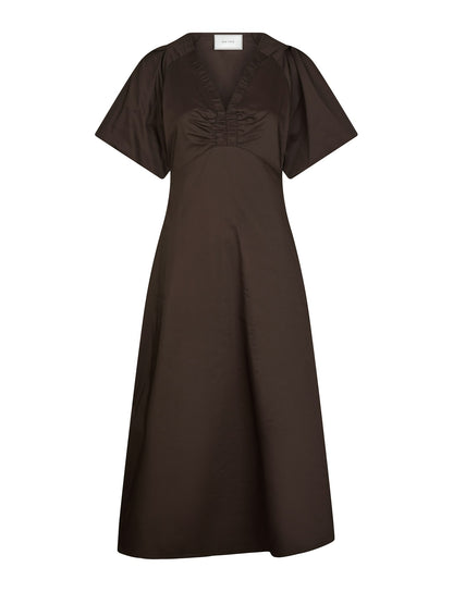 Illana Poplin Dress - Chocolate Brown