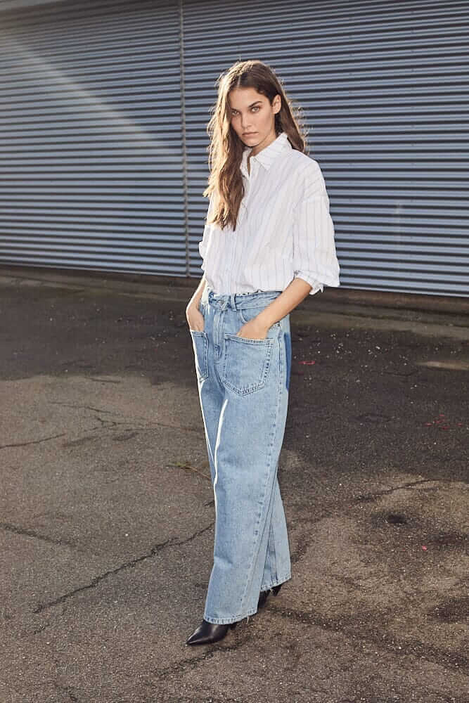 Flip Waist Pocket Tall Jeans - Bleached Denim