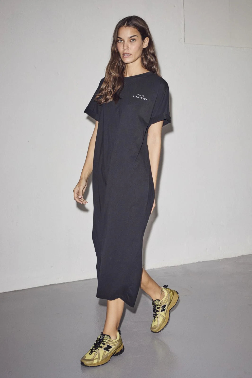 HL Crew Neck Tee Dress - Black