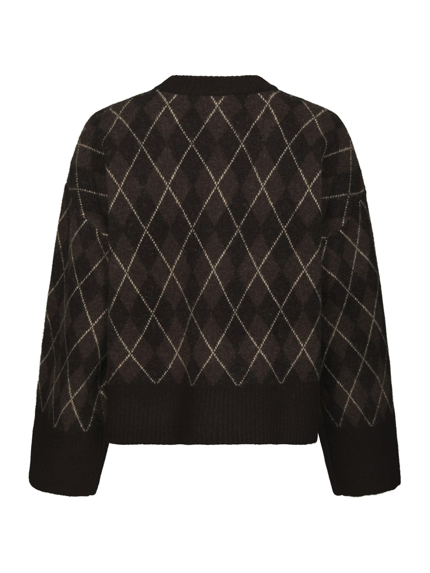 Kick Check Knit Blouse - Dark Brown