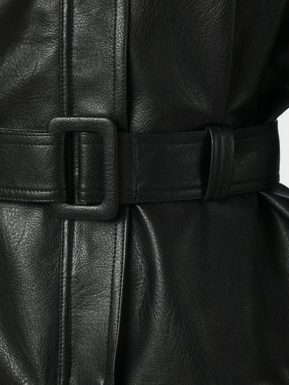 Jaclyn Faux Leather Jacket - Black