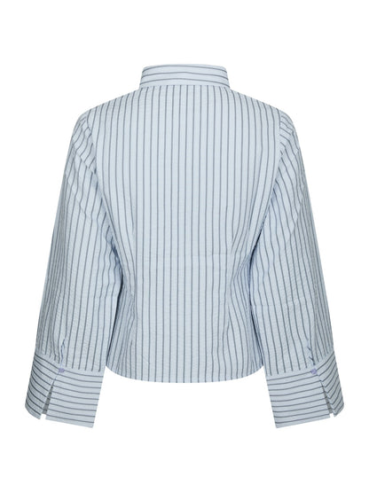 Rosa Striped Crepe Shirt - Blue