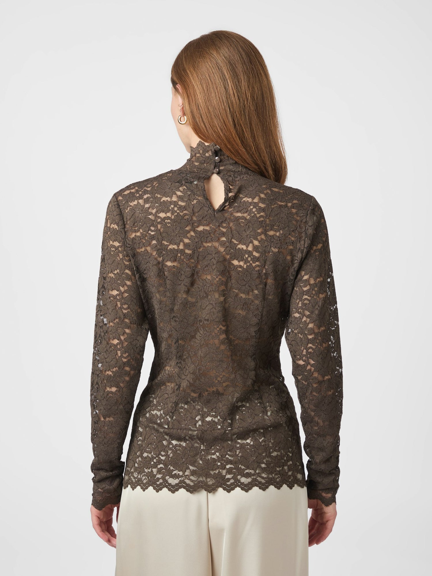 Liza Laceflower Blouse - Chocolate Brown