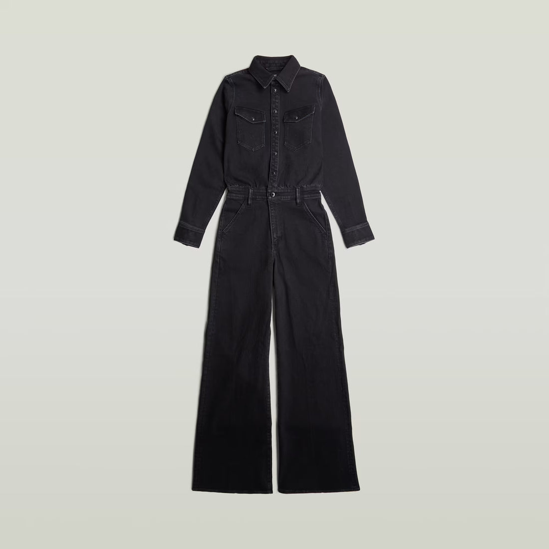 Western Wide Leg Jumpsuit L/S - Worn In Dark Sea