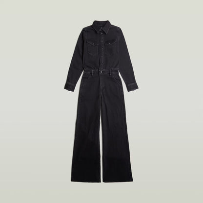 Western Wide Leg Jumpsuit L/S - Worn In Dark Sea