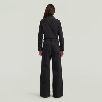 Western Wide Leg Jumpsuit L/S - Worn In Dark Sea