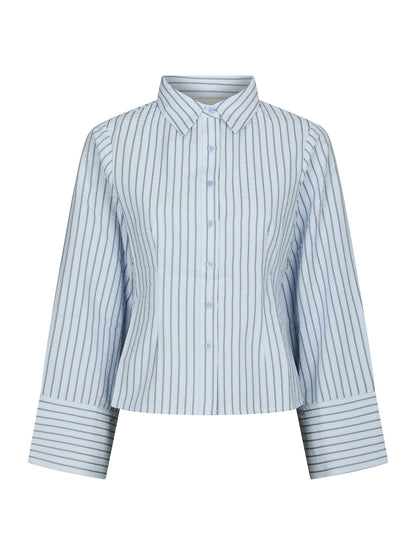 Rosa Striped Crepe Shirt - Blue