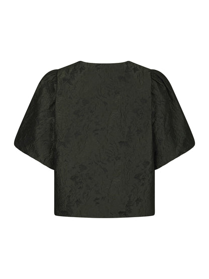 Aisa Brocade Blouse - Dark Green