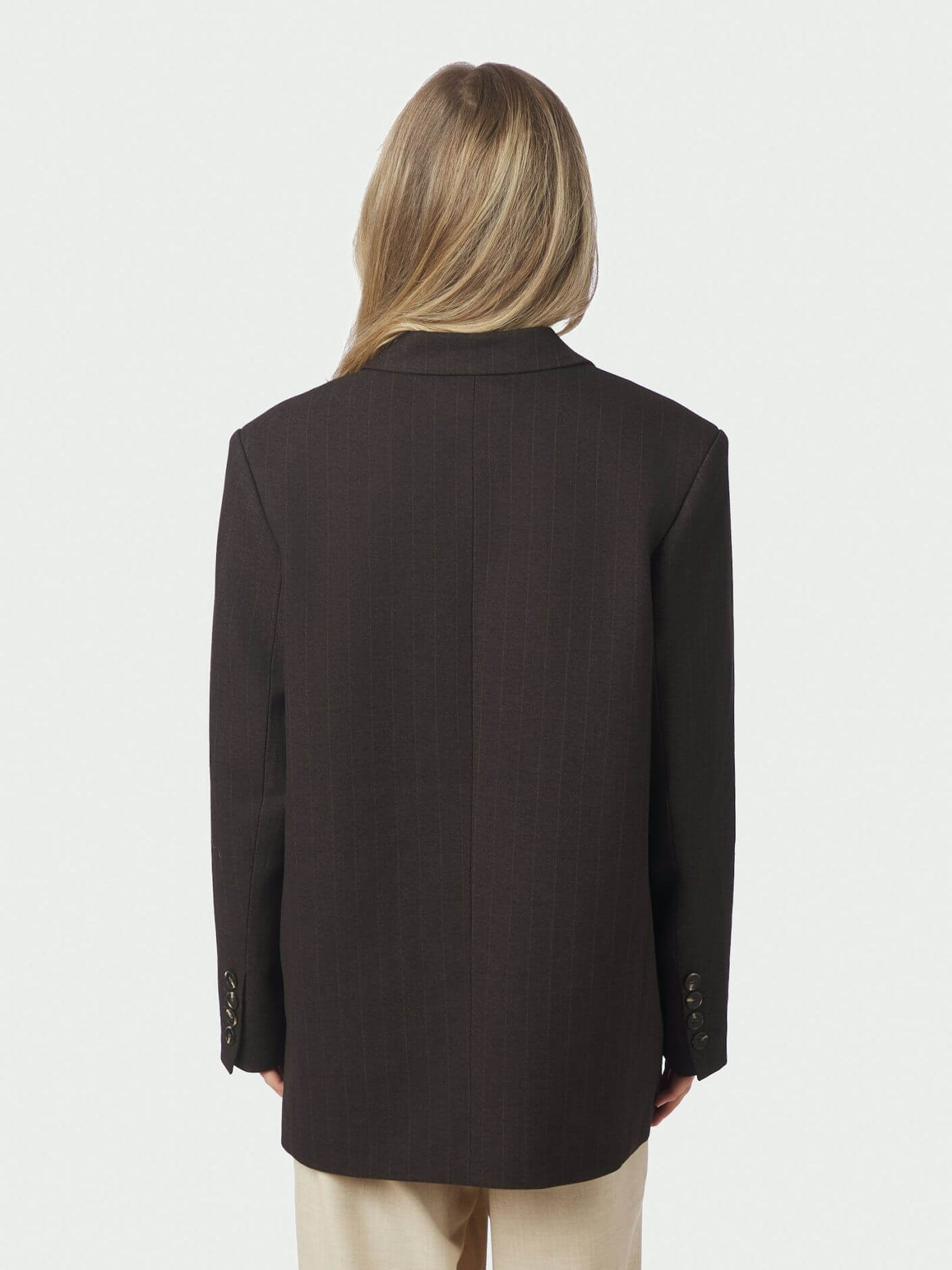 Gaby Pinstripe Blazer - Dark Brown