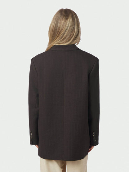 Gaby Pinstripe Blazer - Dark Brown