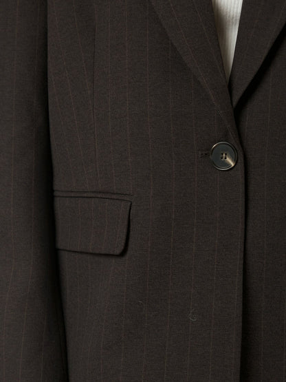 Gaby Pinstripe Blazer - Dark Brown