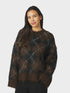 Roeme Check Fluffy Knit Blouse - Dark Brown