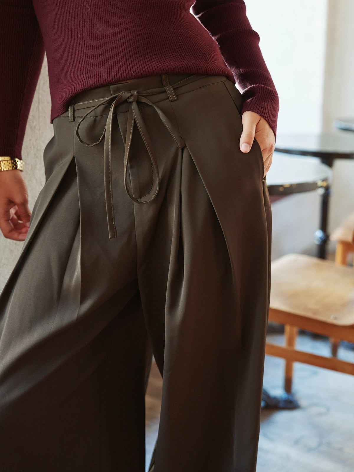 Eddina Woven Pants - Dark Brown