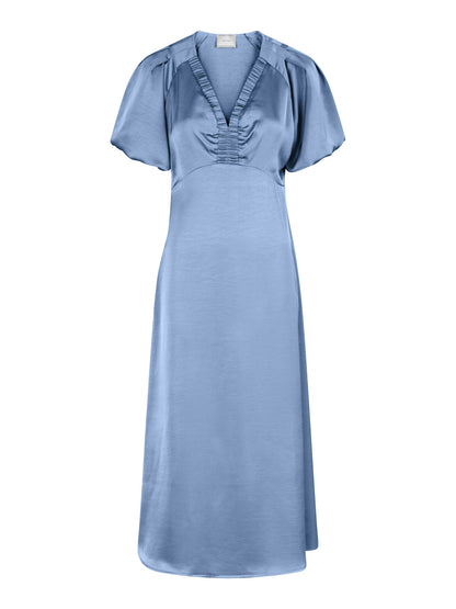 Illana Heavy Sateen Dress - Smoke Blue