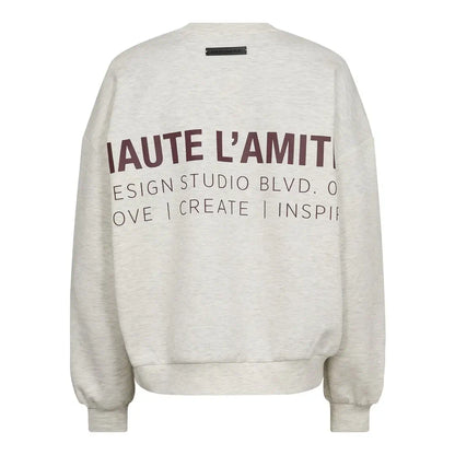 Back Print Studio Sweat - Pearl Melange