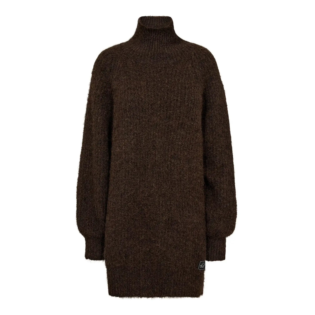 Darcia Rib-Kragen-Strickoberteil – Mokka