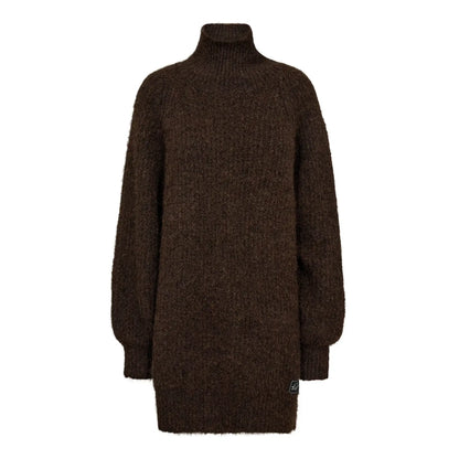 Darcia Rib-Kragen-Strickoberteil – Mokka