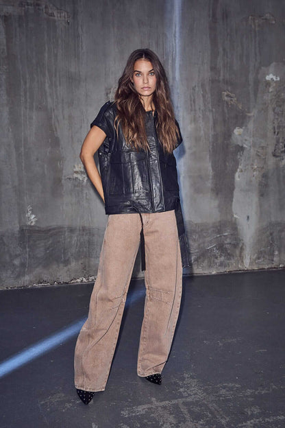 Drew Barrel Panel Jeans - Camel