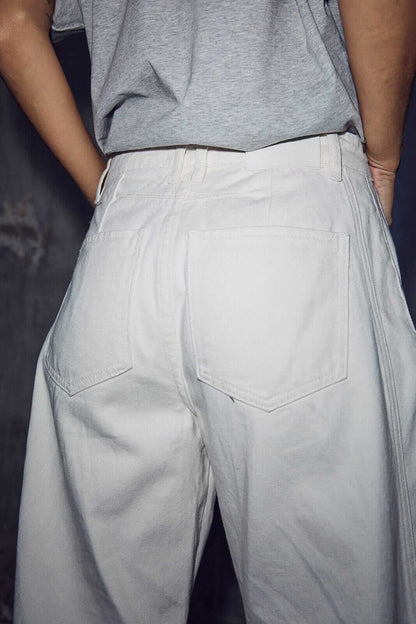 Drew Barrel Panel Jeans - White