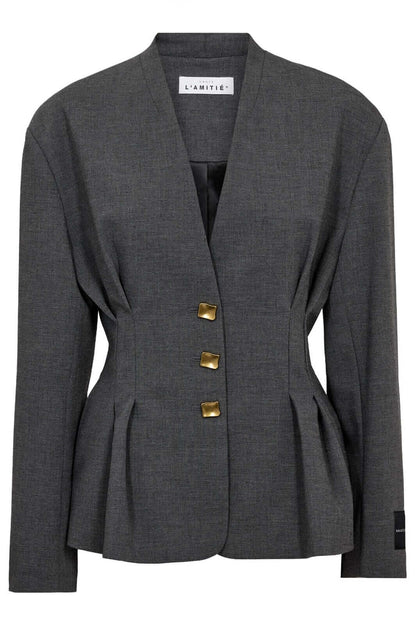Enna Waist Pleat Blazer - Antracit