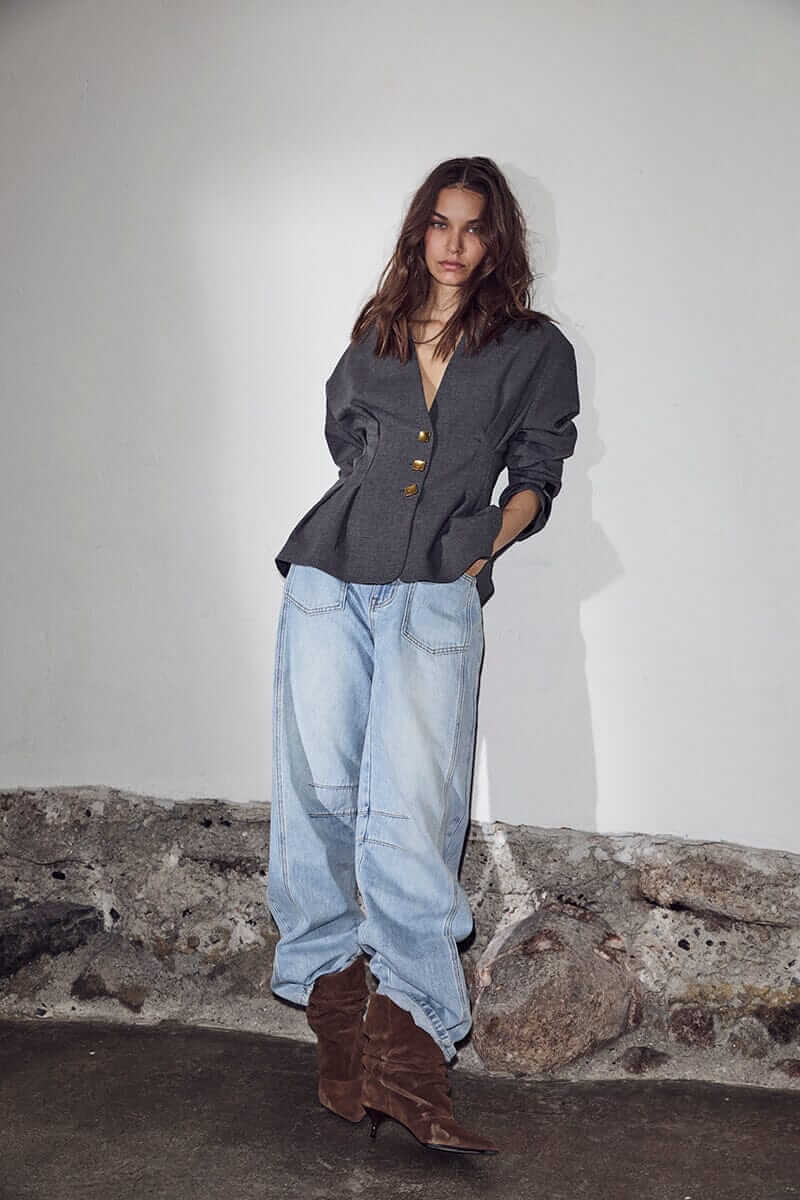 Enna Waist Pleat Blazer - Antracit