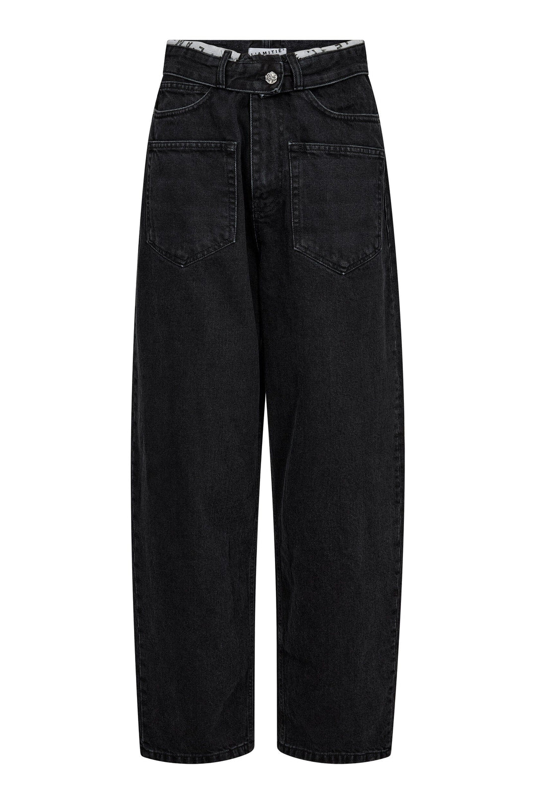 Flip Waist Black Pocket Jeans - Black