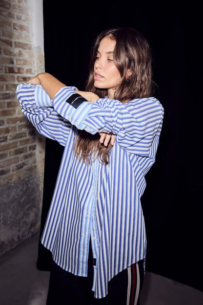 Lark Mix Stripe Shirt - White Blue Mix