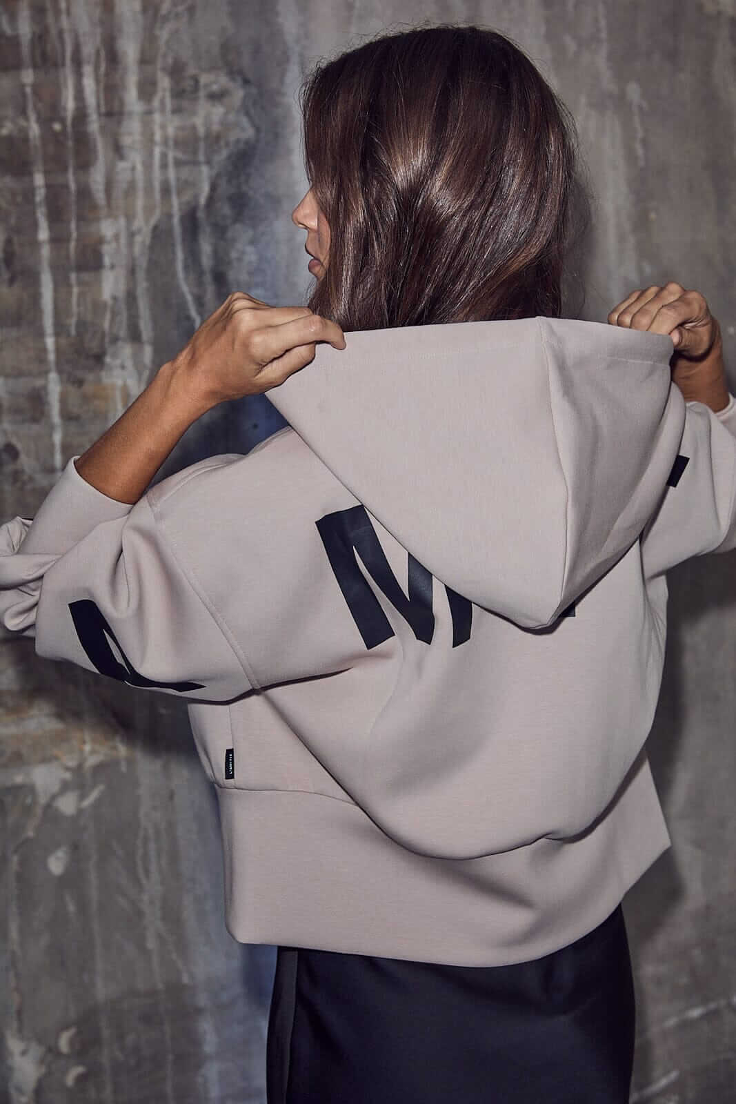 Maxi Split Zip Hoodie - Beige