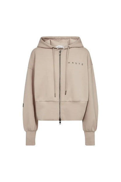Maxi Split Zip Hoodie - Beige