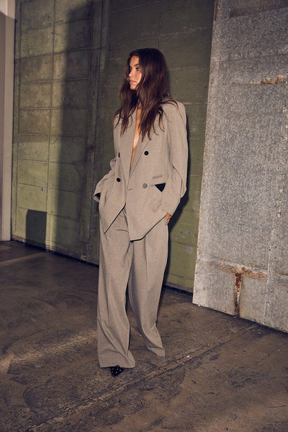 Nicole Low Triangle Blazer - Beige Melange