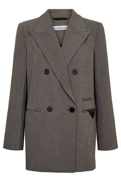 Nicole Low Triangle Blazer - Beige Melange