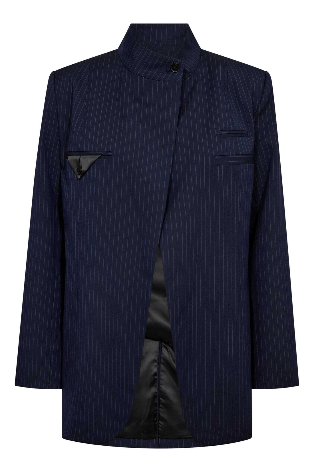 Navy Pin Overlap Blazer - Navy