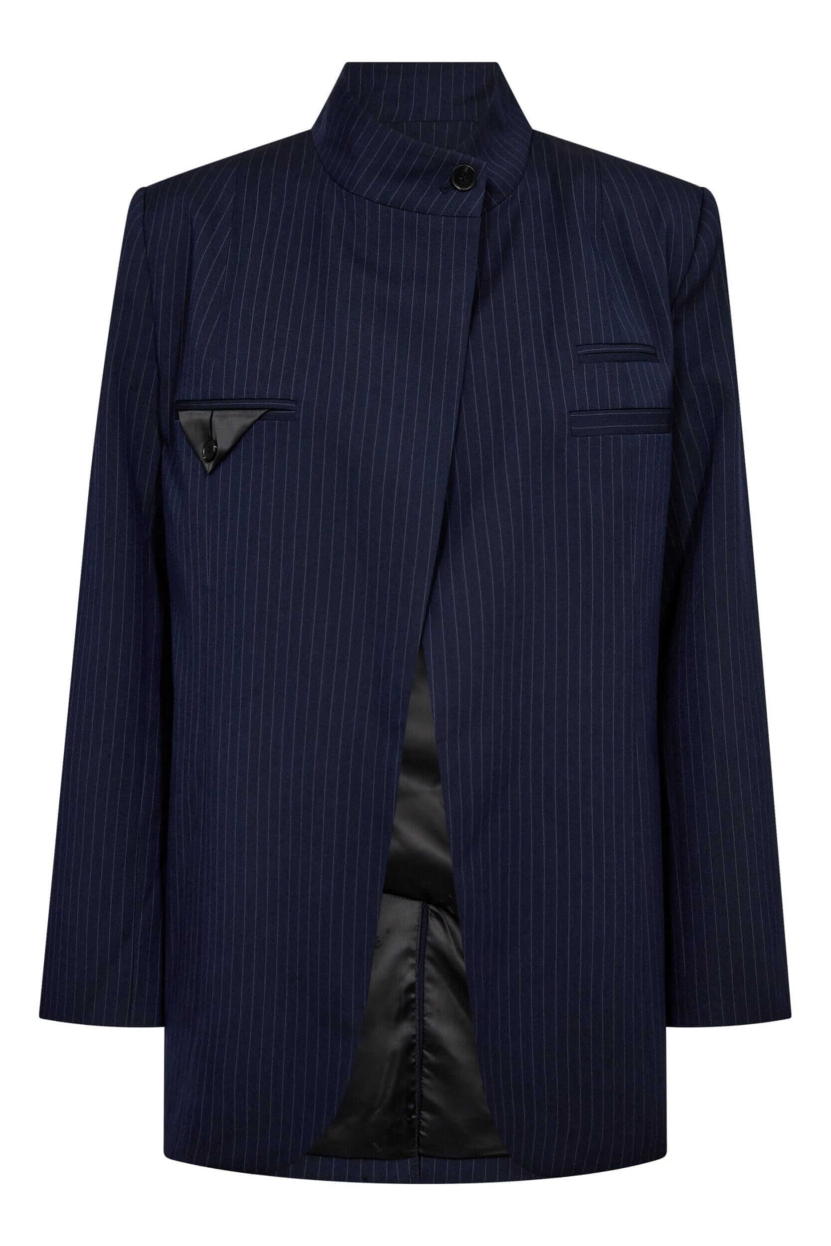 Navy Pin Overlap Blazer - Navy