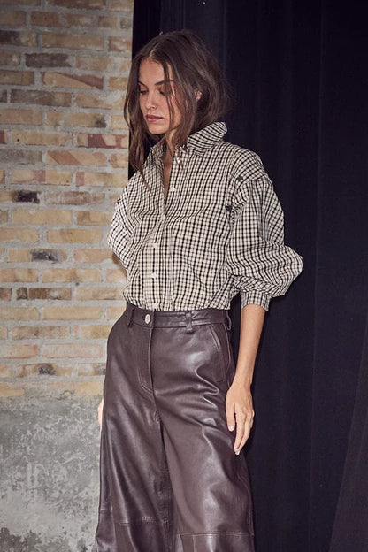 Ruby Hemd mit Karoknöpfen - Mokka/Beige Kariert