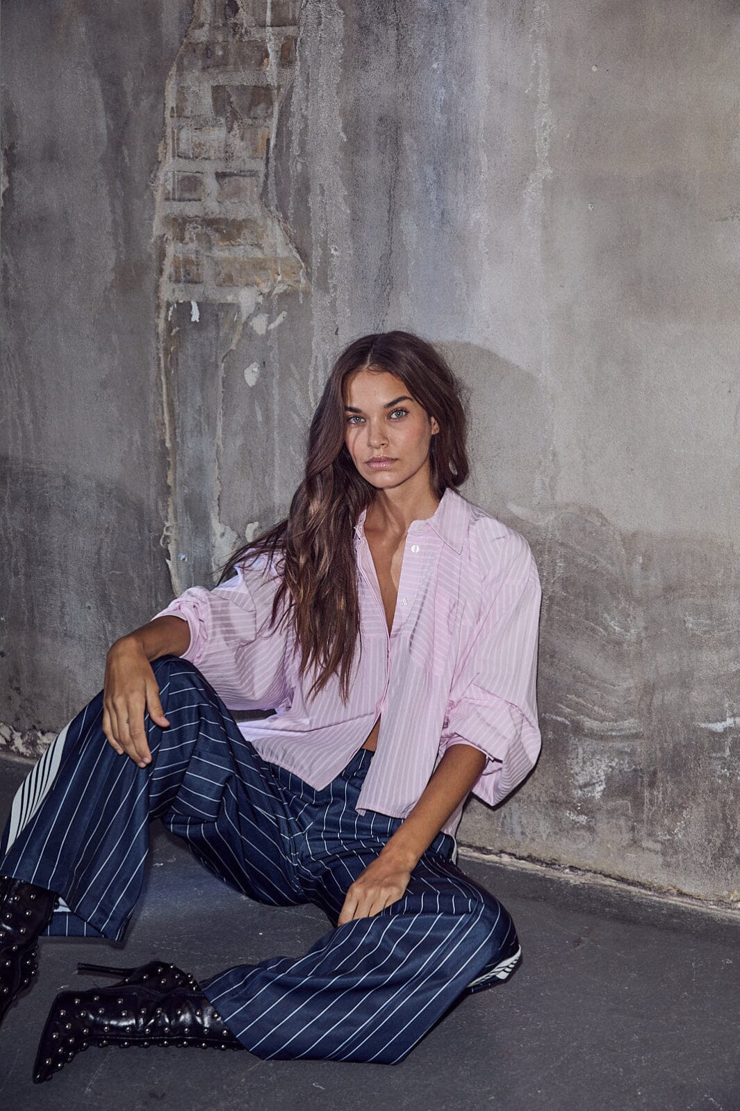 Sophie Rose Stripe Shirt - Iced Rose