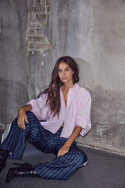 Sophie Rose Stripe Shirt - Iced Rose