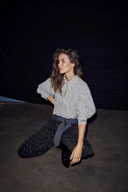 Stone Crop Pocket Shirt - Black Stripe