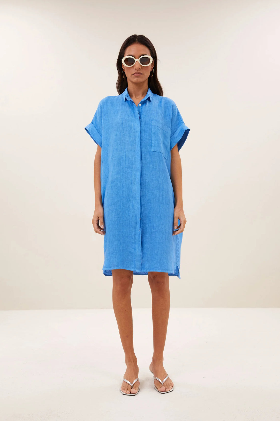 Hella linen dress - Regatta blue