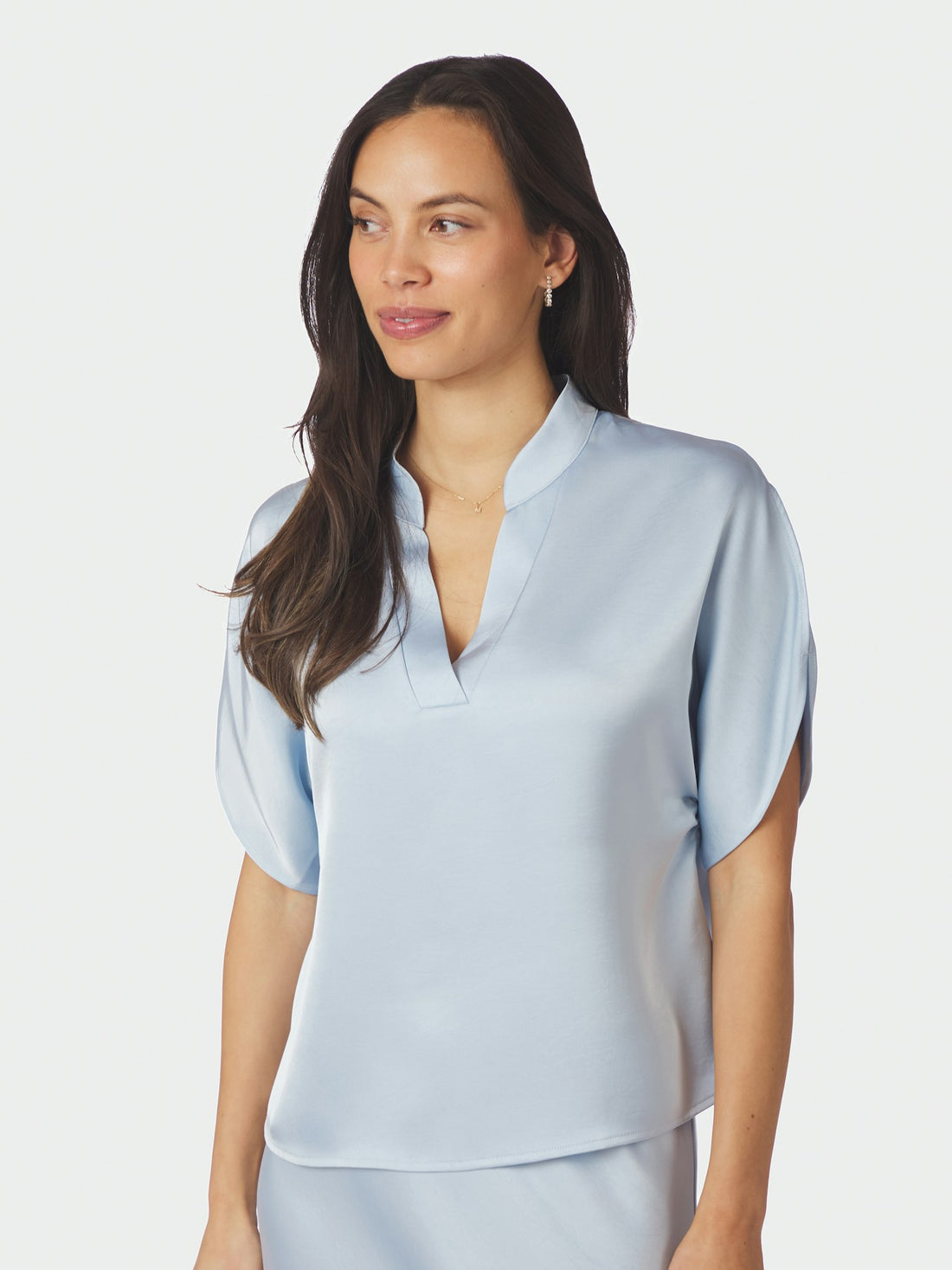 Anelle Heavy Sateen Blouse - Light Blue