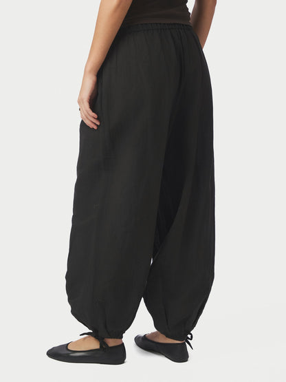 Roxane Balloon Linen Pants - Black