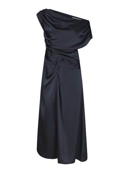 Lilith Heavy Sateen Dress - Midnight Blue