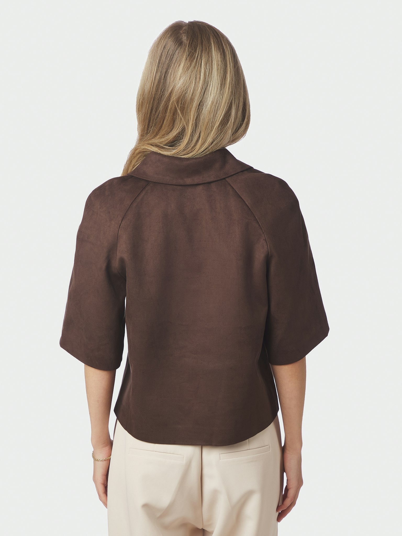 Editta Faux Suede Jacket - Dark Brown
