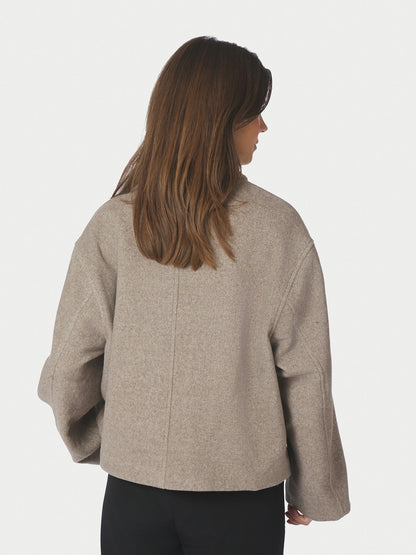 Hamra Herringbone Twill Jacket - Beige Melange