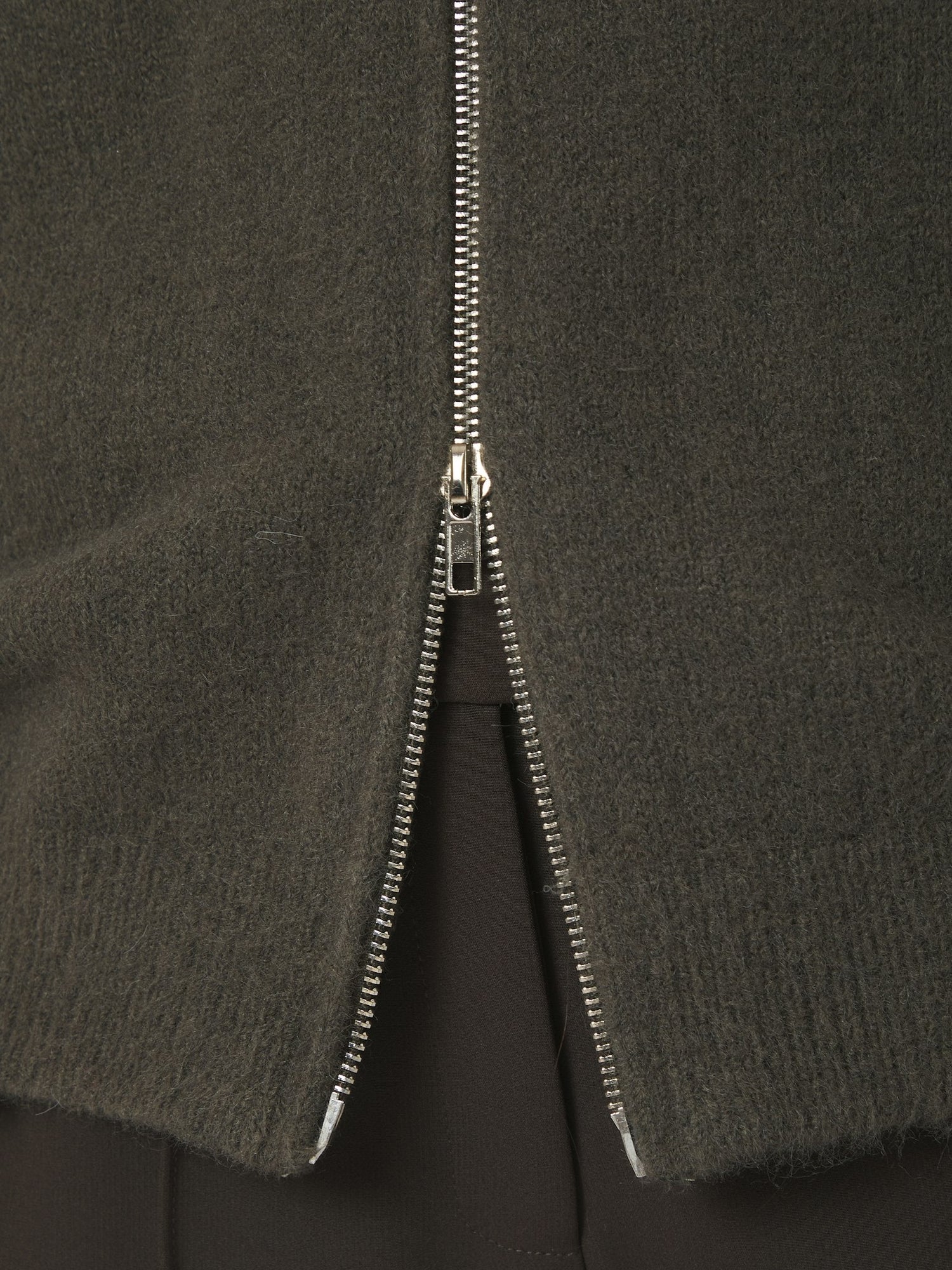 Asley Zip Knit Cardigan - Moss Green