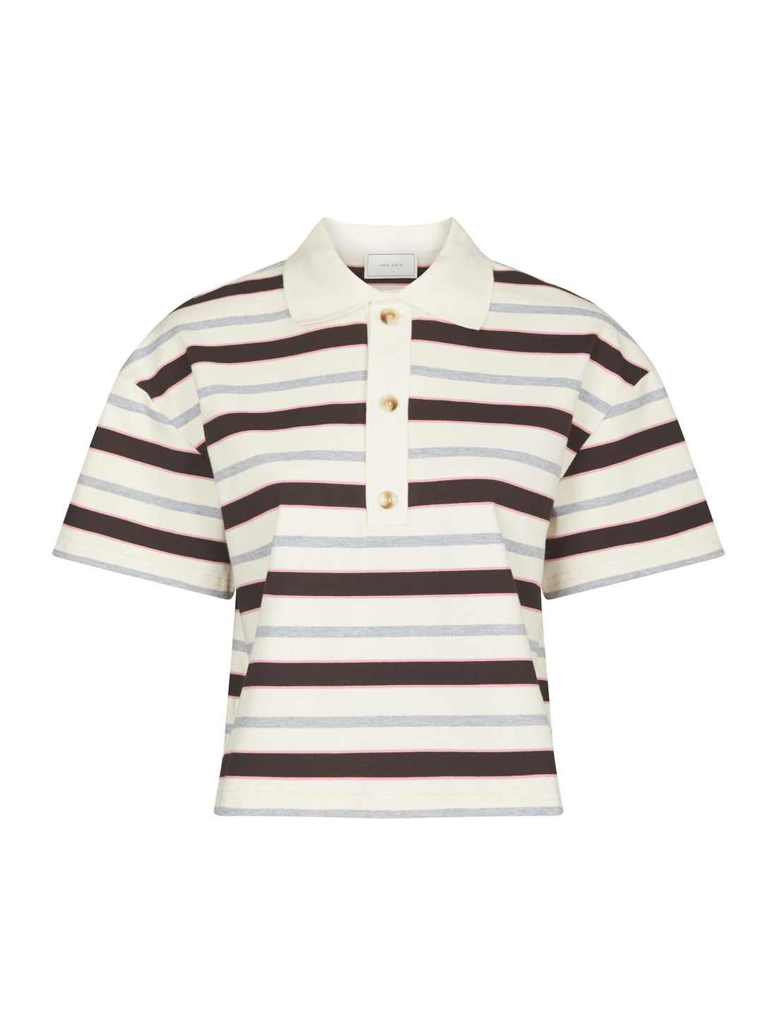 Vennera Triple Stripe Polo-T-Shirt – Grau