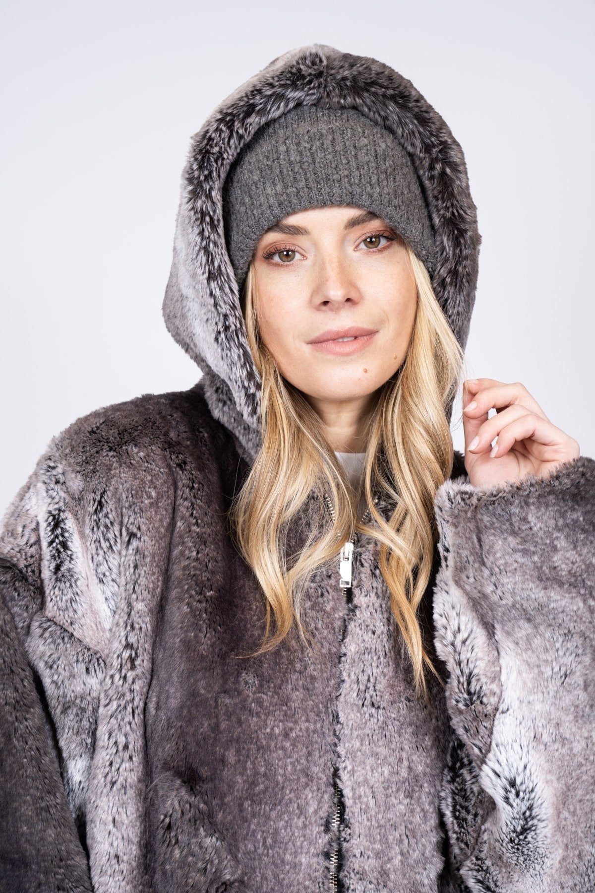 Lou Lou Fake Fur Jacket - Faux black/grey fur