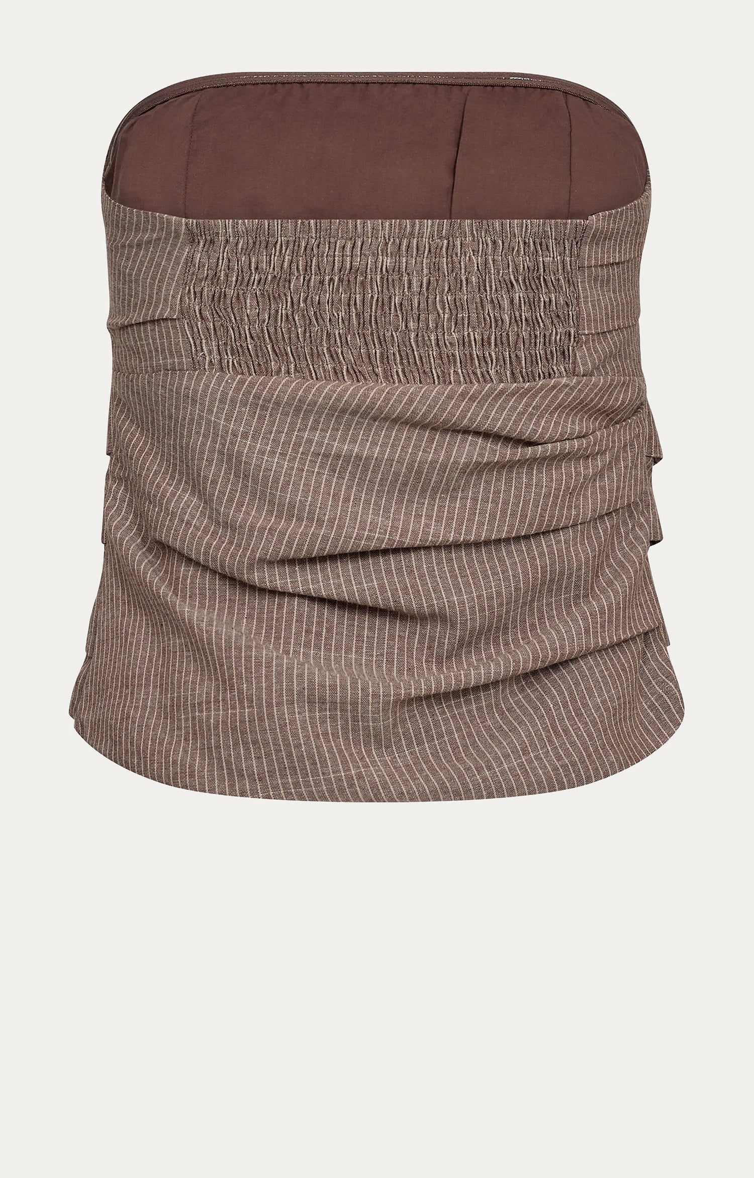 JihoCC Stripe Tube Top - Brown