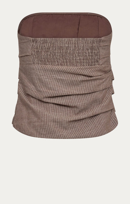 JihoCC Stripe Tube Top - Brown