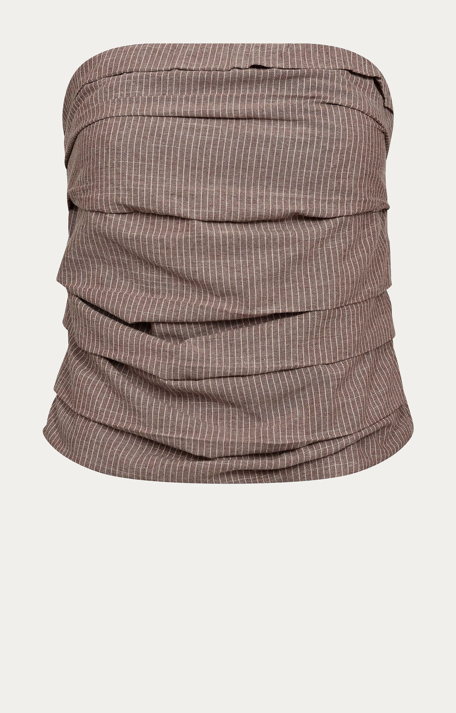 JihoCC Stripe Tube Top - Brown