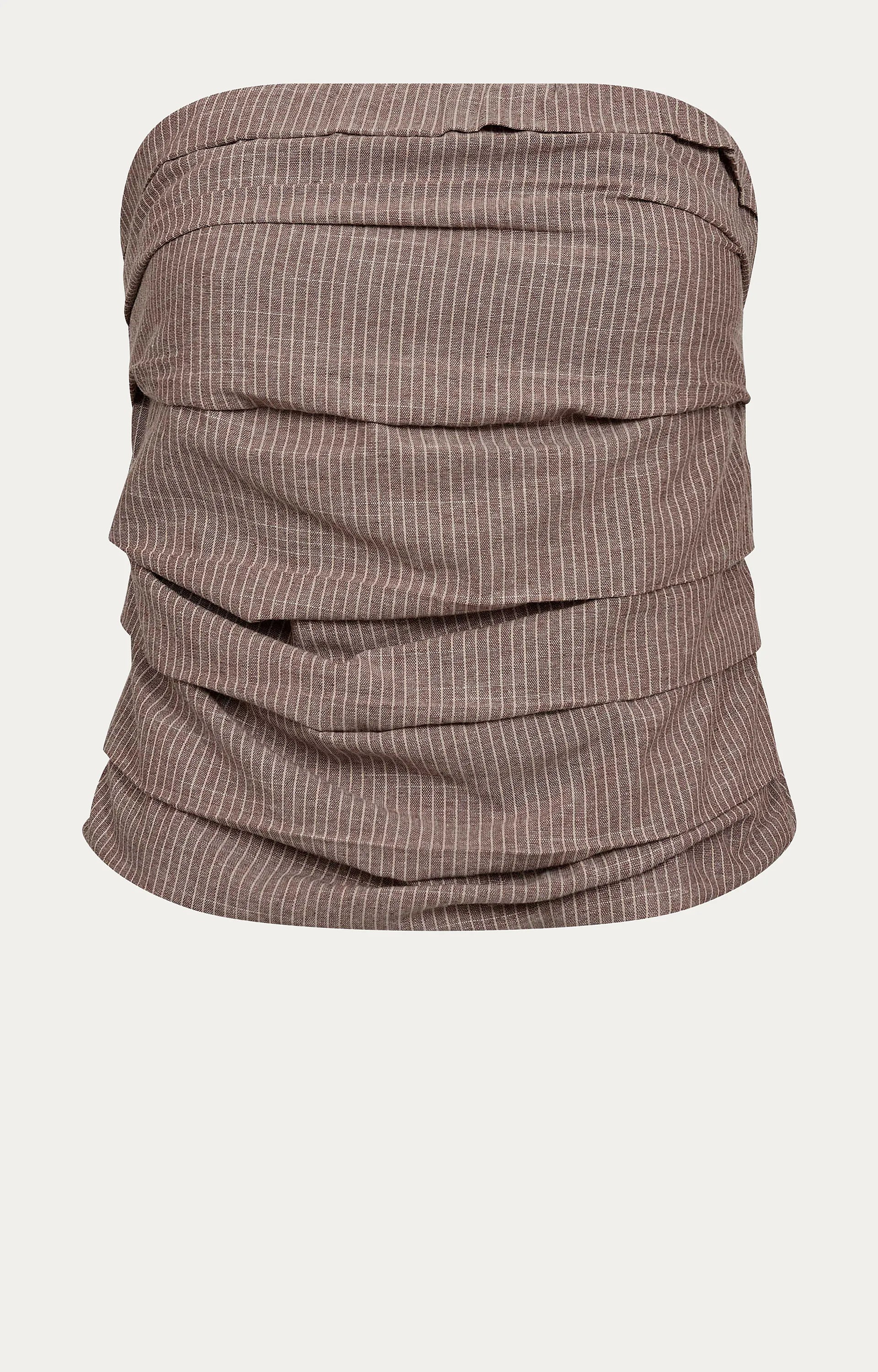 JihoCC Stripe Tube Top - Brown